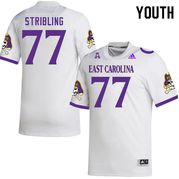 Youth #77 Walter Stribling ECU Pirates 2023 College Football Jerseys Stitched-White